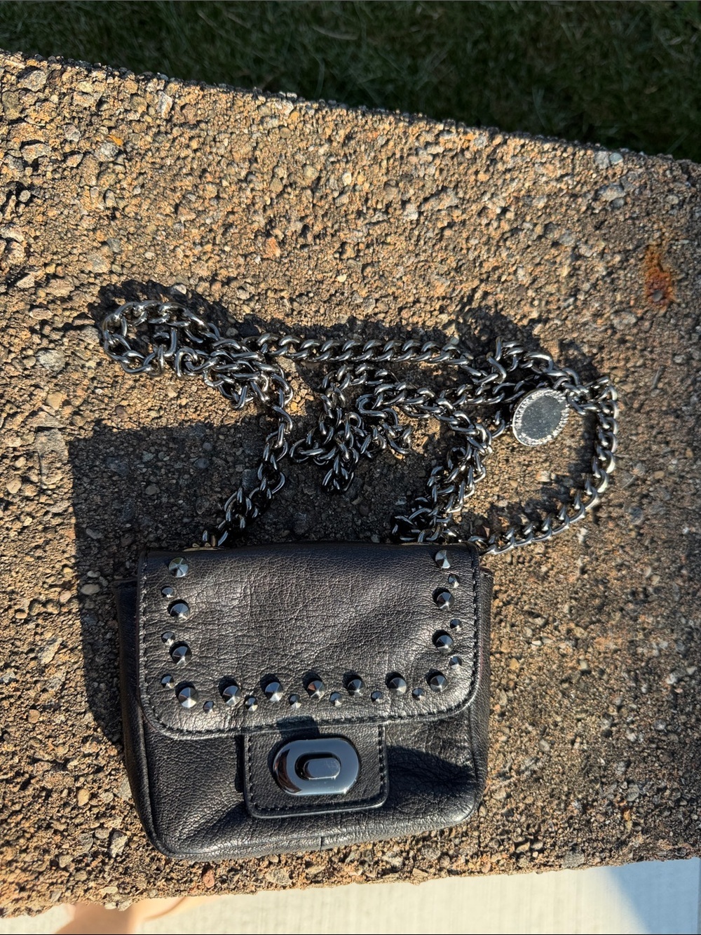Vintage Banana Republic Black goat Leather Mini Crossbody with Studded Flap